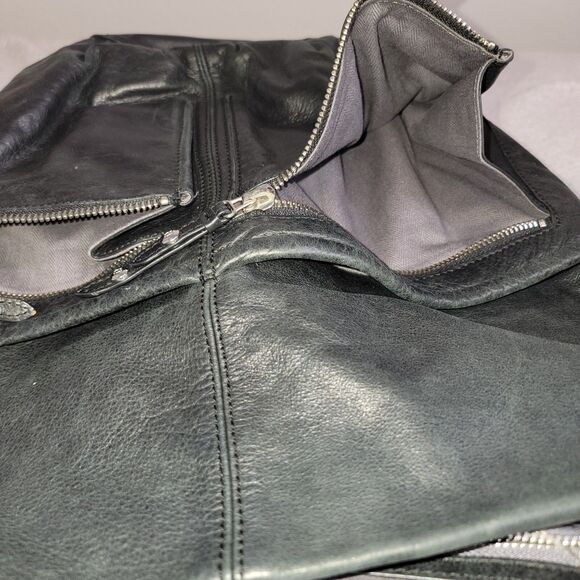 Vintage Olivia Harris Women's Leather Round Hobo Bag Black Y2K Shoulder Purse - Picture 10 of 12